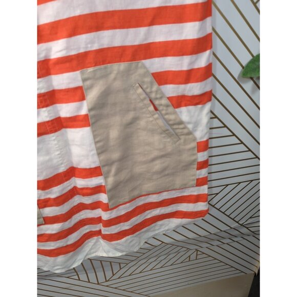 TRENERY Women's Shift Dress Striped Linen Pockets Short Sleeve Size 14 - Picture 4 of 8